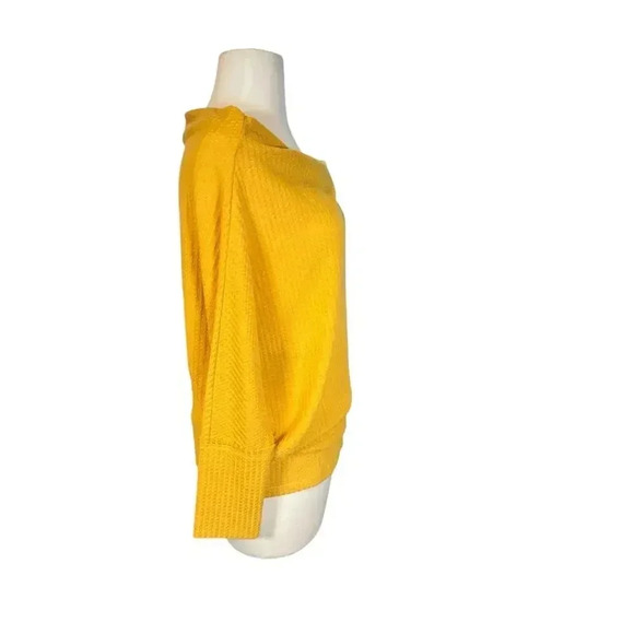 UMGEE Marigold Yellow Waffle Knit Dolman Sleeve Top Size Medium Casual - Picture 5 of 11